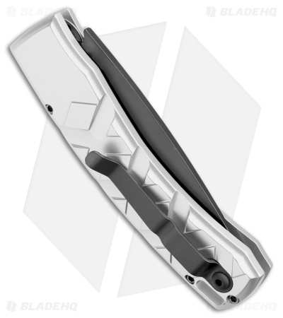 Piranha X Automatic Knife Silver Tactical (3.3" Black Serr)