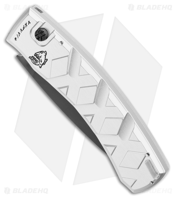 Piranha X Automatic Knife Silver Tactical (3.3" Black Serr)