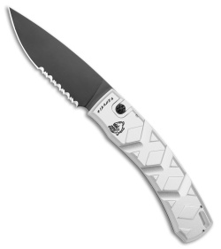 Piranha X Automatic Knife Silver Tactical (3.3" Black Serr)