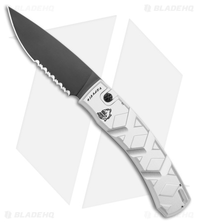 Piranha X Automatic Knife Silver Tactical (3.3" Black Serr)
