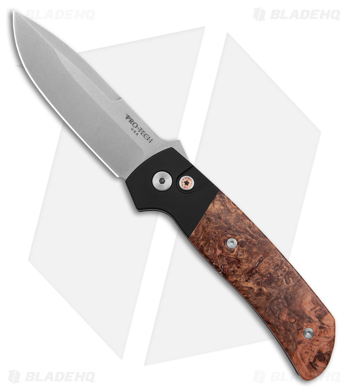 Pro-Tech Terzuola ATCF Automatic Knife Maple Burl Inlay (3.5" Stonewash)