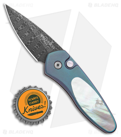 Pro-Tech Sprint Custom Automatic Knife Mother of Pearl/Titanium (1.95" Damascus)
