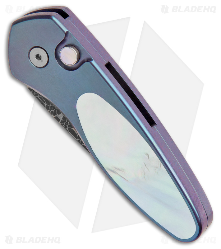 Pro-Tech Sprint Custom Automatic Knife Mother of Pearl/Titanium (1.95" Damascus)