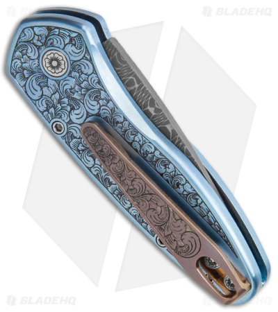 Pro-Tech Sprint  Ultimate Custom Automatic Knife Blue/Pearl (1.95" Damascus)