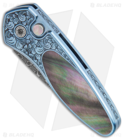 Pro-Tech Sprint  Ultimate Custom Automatic Knife Blue/Pearl (1.95" Damascus)