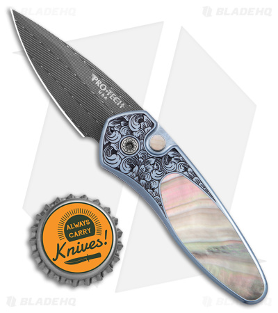 Pro-Tech Sprint Ultimate Custom Automatic Knife Blue Ti Pearl (1.95" Damascus)