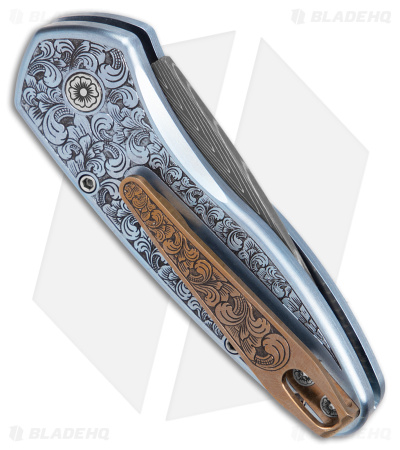 Pro-Tech Sprint Ultimate Custom Automatic Knife Blue Ti Pearl (1.95" Damascus)