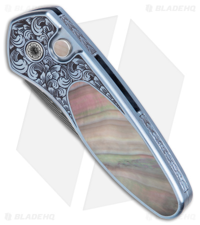 Pro-Tech Sprint Ultimate Custom Automatic Knife Blue Ti Pearl (1.95" Damascus)