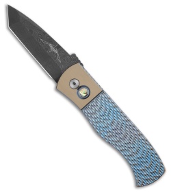 Emerson Pro-Tech Custom CQC-7 Knife Jigged Ti Blue/Bronze (3.2" Damascus)