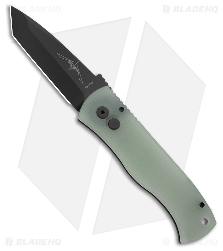 Pro-Tech Emerson CQC-7 Auto Knife Tanto Black Aluminum/Jade G-10 (3.25" DLC)