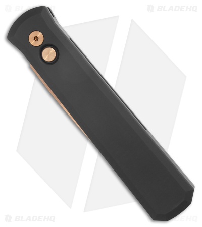 Pro-Tech Godfather Auto Knife Black Aluminum Rose Gold Hardware (4" Rose Gold)
