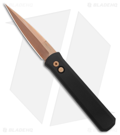 Pro-Tech Godfather Auto Knife Black Aluminum Rose Gold Hardware (4" Rose Gold)