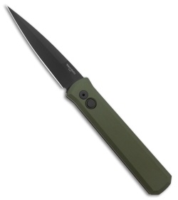 Pro-Tech Godfather Automatic Knife Dark Green Aluminum (4" Black)