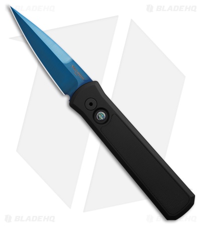 Pro-Tech Godson Automatic Knife Black Aluminum (3.2" Sapphire Blue)