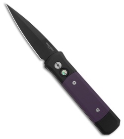 Pro-Tech Godson Automatic Knife Black Aluminum/Purple G-10 Inlay (3.2" DLC)