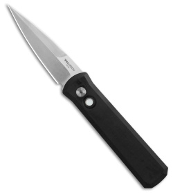 Pro-Tech Godson Automatic Knife Black Pearl Button (3.15" Satin) 721