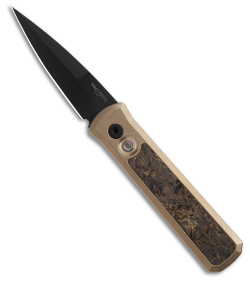 Pro-Tech Godson Automatic Knife Bronze Al Custom Fat Carbon Gold (3.2" Black)