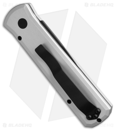 Pro-Tech Godson Automatic Knife Tactical Silver Raw Aluminum (3.15" Black)