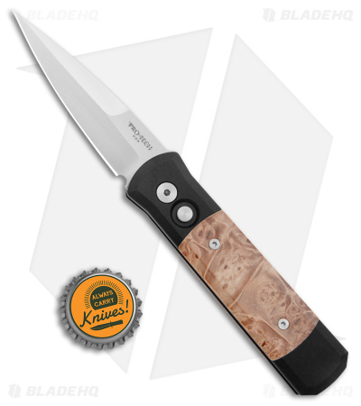 Pro-Tech Godson Automatic Knife w/ Maple Burl Scales (3.2" Satin) 706