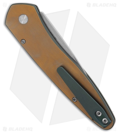 Pro-Tech Newport Automatic Knife Bronze/Green Titanium (3" Stonewash)
