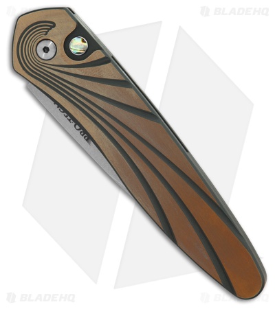 Pro-Tech Newport Automatic Knife Bronze/Green Titanium (3" Stonewash)