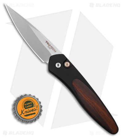 Pro-Tech Newport Tactical Automatic Knife Black Al Cocobolo Wood Inlay (3" SW) 