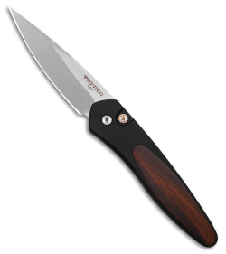 Pro-Tech Newport Tactical Automatic Knife Black Al Cocobolo Wood Inlay (3" SW) 