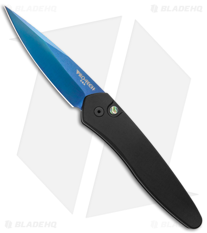 Pro-Tech Newport Tactical Automatic Knife Black Aluminum (3" Sapphire)