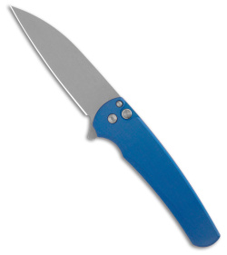 Pro-Tech Malibu Wharncliffe Magnacut Button Lock Knife Smooth Blue (3.25" SW)