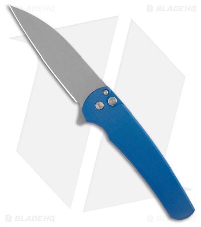 Pro-Tech Malibu Wharncliffe Magnacut Button Lock Knife Smooth Blue (3.25" SW)