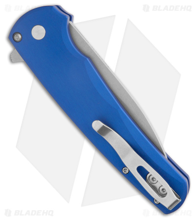 Pro-Tech Malibu Wharncliffe Magnacut Button Lock Knife Smooth Blue (3.25" SW)