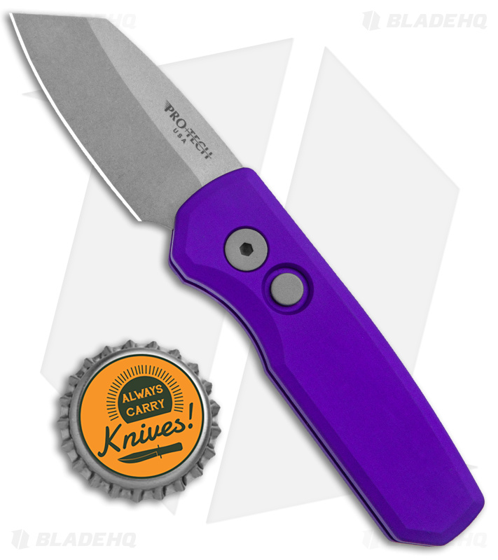Pro-Tech Runt 5 Reverse Tanto Automatic Knife Purple (1.9" Stonewash MagnaCut)