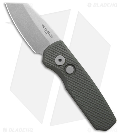 Pro-Tech Runt 5 Reverse Tanto Automatic Knife Textured Green (1.9" SW) Magnacut 
