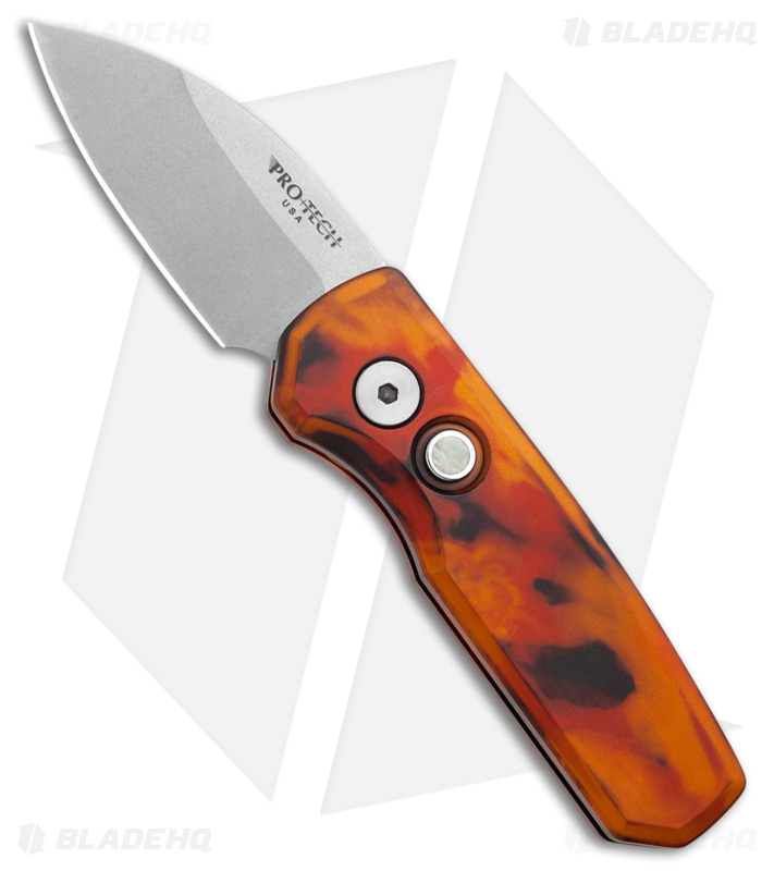 Pro-Tech Runt 5 Wharncliffe Automatic Knife Del Fuego (1.9" Stonewash MagnaCut)