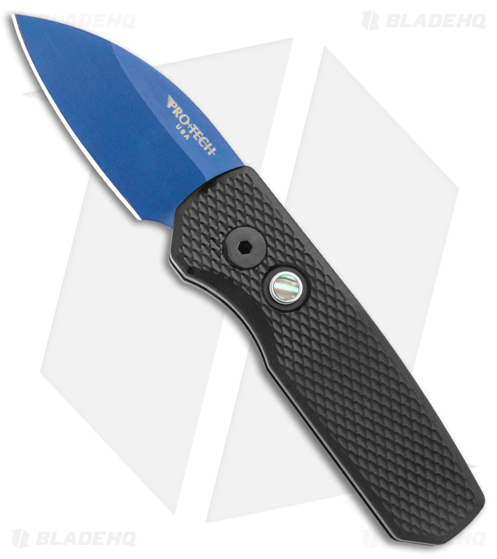 Pro-Tech Runt 5 Wharncliffe Automatic Textured Black Aluminum (1.9" Sapphire)