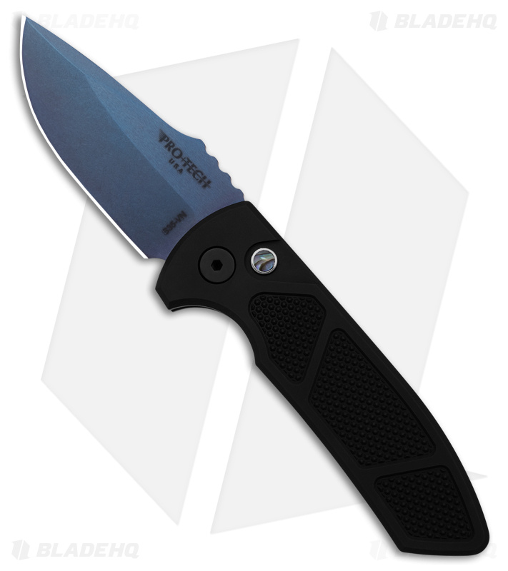 Pro-Tech Les George SBR Automatic Knife Black Knurled Aluminum (2.6" Sapphire)