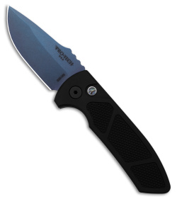 Pro-Tech Les George SBR Automatic Knife Black Knurled Aluminum (2.6" Sapphire)