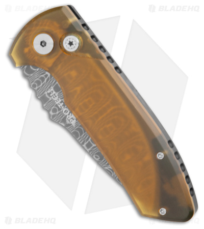 Pro-Tech Les George SBR Automatic Knife Amber Ultem (2.6" Damascus)