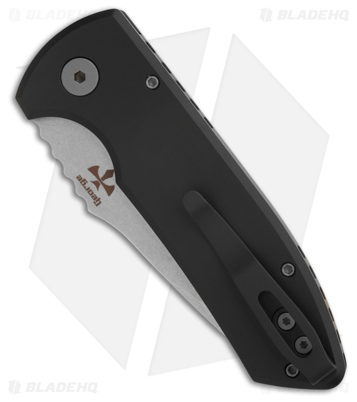 Pro-Tech Les George SBR Automatic Knife Black Aluminum LH (2.6" Stonewash)