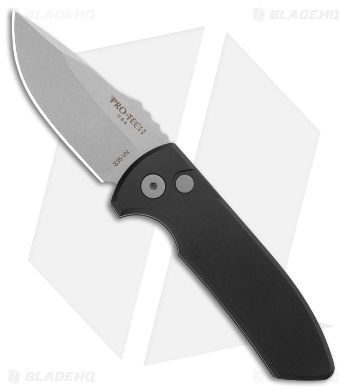 Pro-Tech Les George SBR Automatic Knife Black Aluminum (2.6" Stonewash)