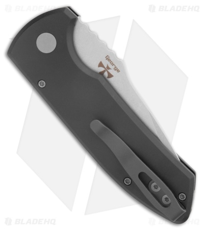 Pro-Tech Les George SBR Automatic Knife Black Aluminum (2.6" Stonewash)