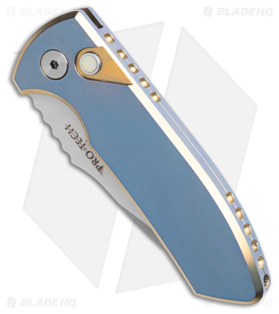 Pro-Tech Les George SBR Automatic Knife Blue Orange Peel/Bronze Ti (2.6" SW)