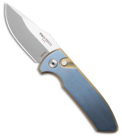 Pro-Tech Les George SBR Automatic Knife Blue Orange Peel/Bronze Ti (2.6" SW)