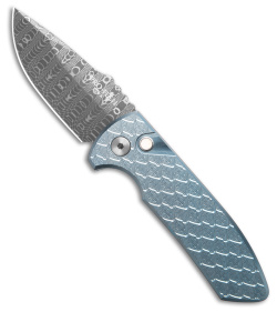 Pro-Tech Les George SBR Automatic Knife Bronze/Blue Feathered Ti (2.6" Damascus)