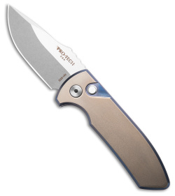 Pro-Tech Les George SBR Automatic Knife Bronze Orange Peel/Blue Ti (2.6" SW)