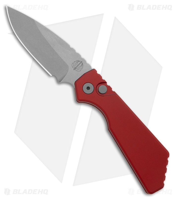 Strider + Pro-Tech PT MagnaCut Automatic Knife Red Aluminum (3" Stonewash)