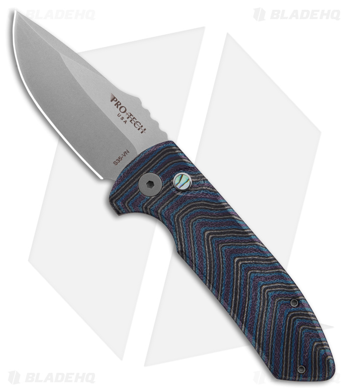 Pro-Tech Custom SBR Automatic Knife Unique Tempest Micarta (2.6" Stonewash)