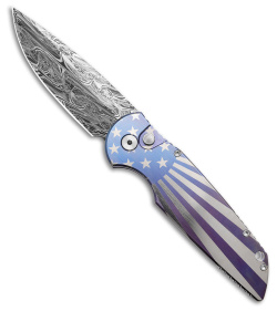 Pro-Tech Custom TR-3 Automatic Knife Patriotic Ti (3.4" Damascus)