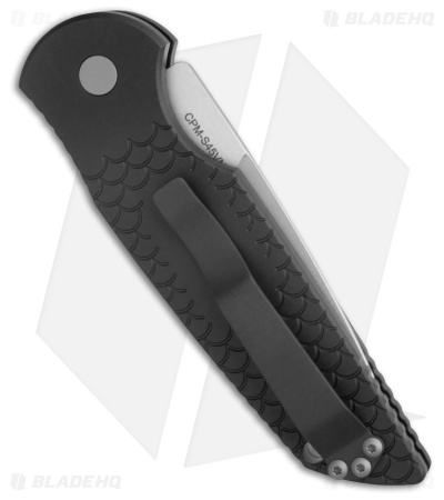 Pro-Tech TR-3 Automatic Knife Black Fish Scales w/ Safety Blk Al (3.5" SW S45) 
