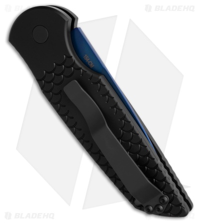 Pro-Tech TR-3 Automatic Knife Fish Scale Black Aluminum (3.5" Sapphire)